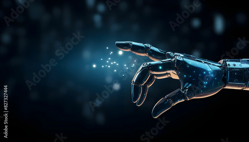 3D roboti hand with business icon copy space, technology concept