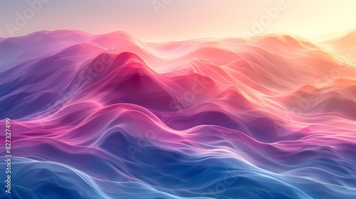 surreal landscape with hills and valleys in soft liquid hues