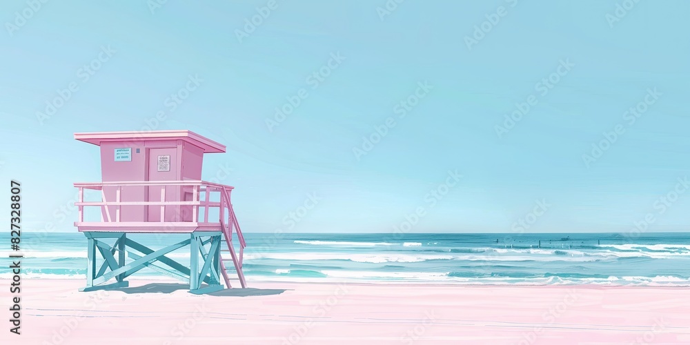 Pink Lifeguard Tower on Sunny Beach Pink Lifeguard Tower on Sunny Beach