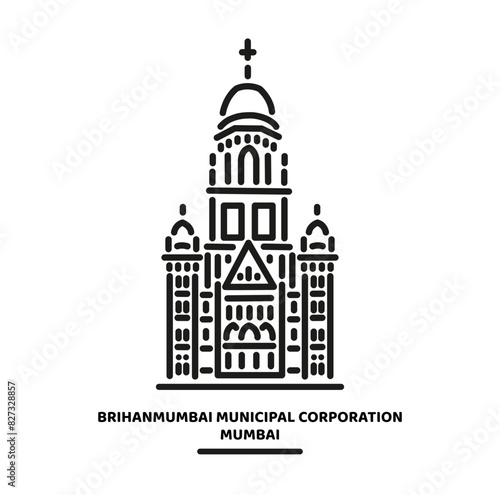 BMC Mumbai building illustration icon. Design work