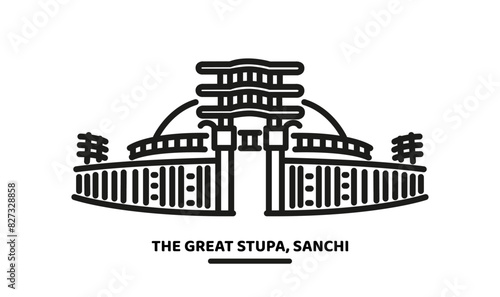 The Great Stupa of Sanchi vector icon illustration. Art work