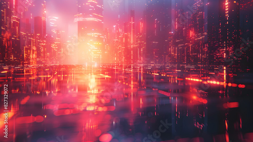 abstract background with lights  Digital Futuristic Cityscape Exploring Virtual Reality Cybersecurity and Quantum Computing Concept Futuristic Technology Virtual Reality Cybersecurity Quantum Computin