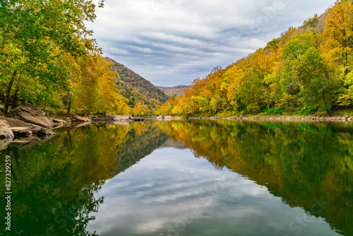 Fall colors in West Virginia on a cloudy day