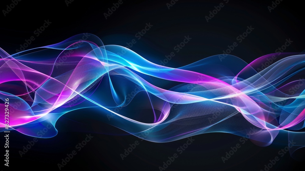 Abstract colorful light waves on black background Abstract colorful light waves on black background