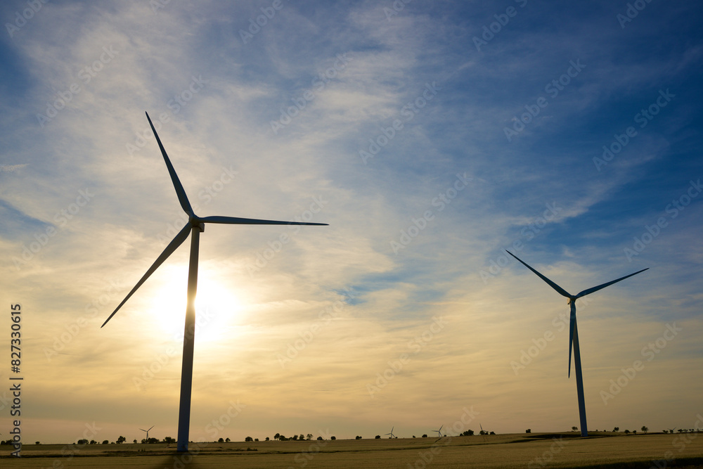 Obraz premium Wind turbine generators for clean electricity production