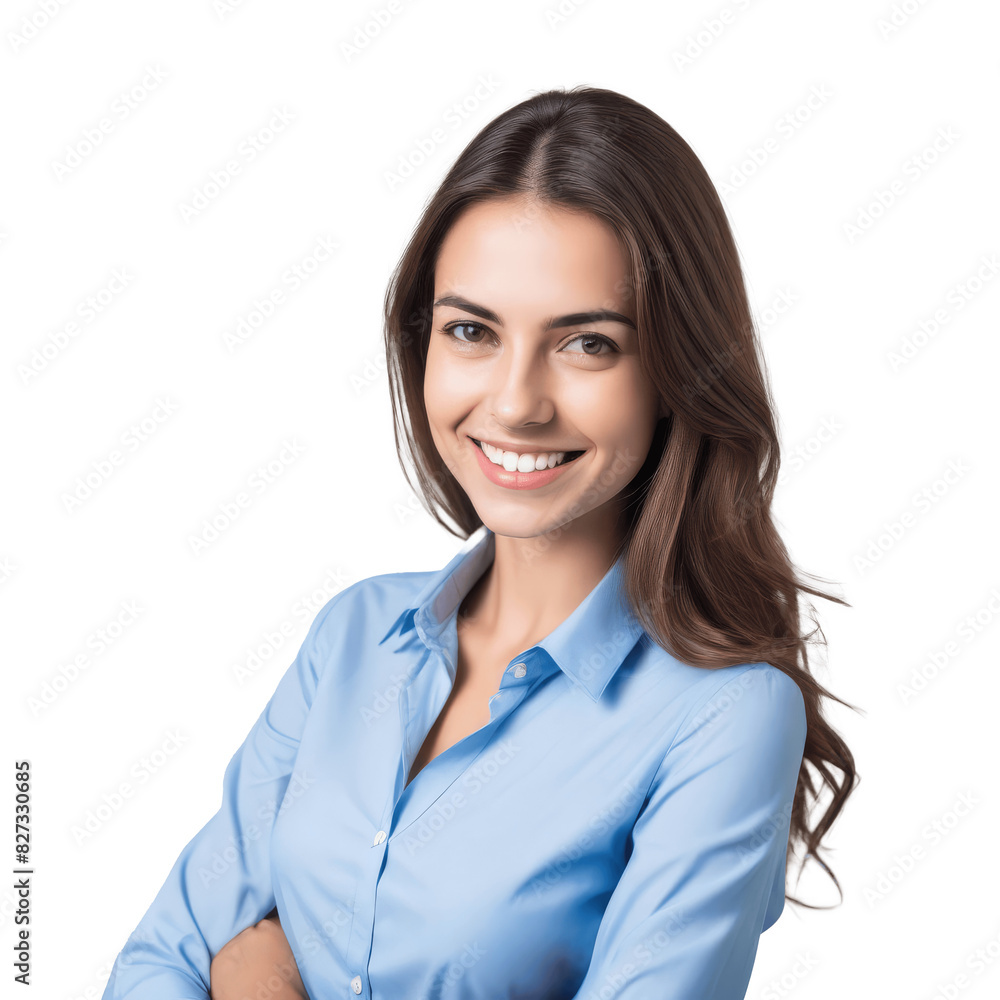 portrait of a smiling business woman in blue shirt isolated on transparent background portrait of a smiling business woman in blue shirt isolated on transparent background