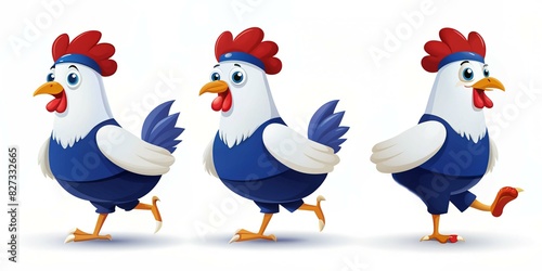chicken, animation style in different poses