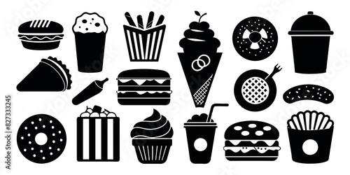 set of icons, fast food food concept
