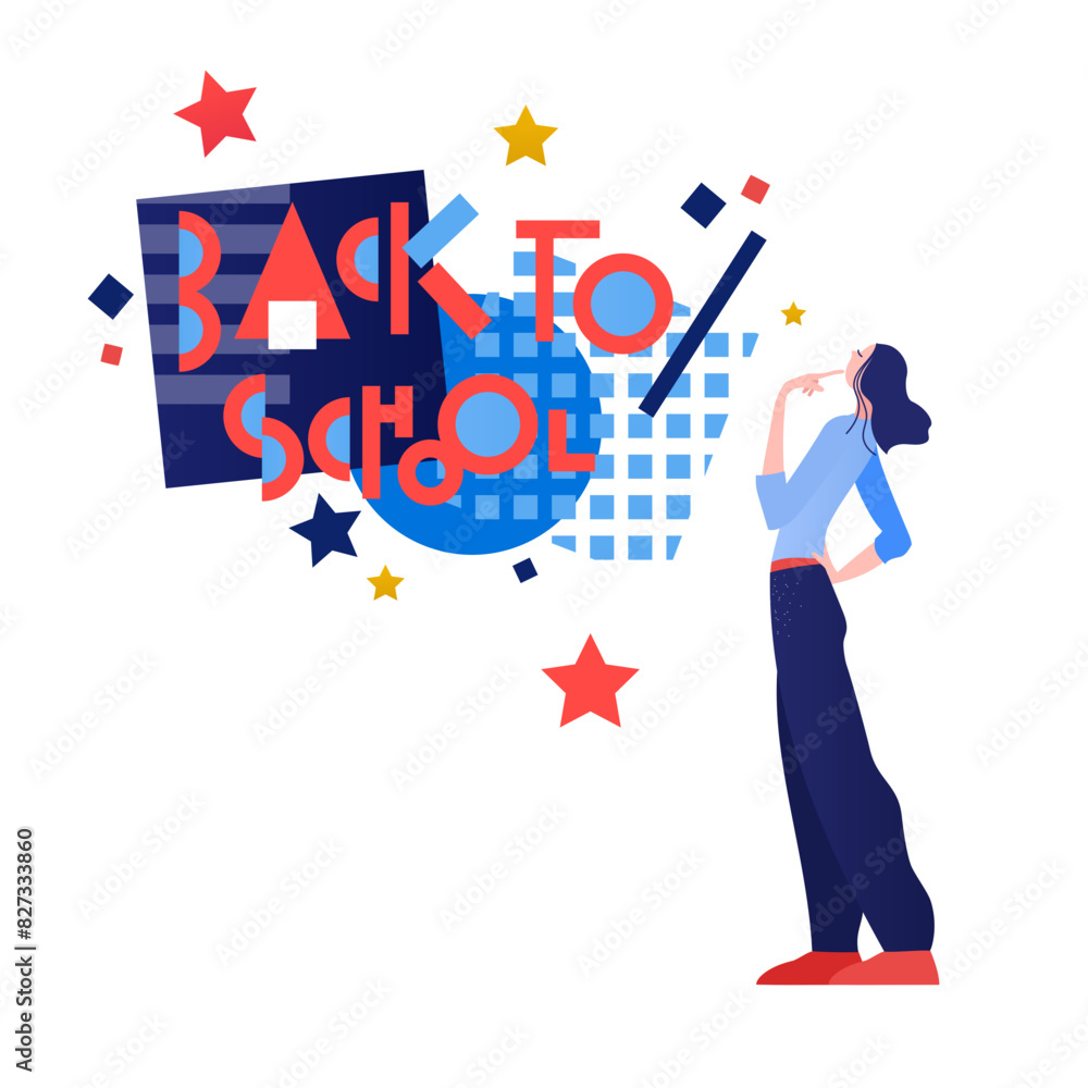 Back to school lettering and teen girl Back to school lettering and teen girl