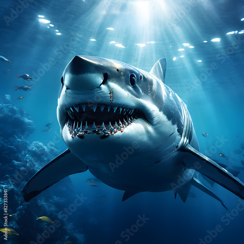 Dangerous great white shark   ai-generatet