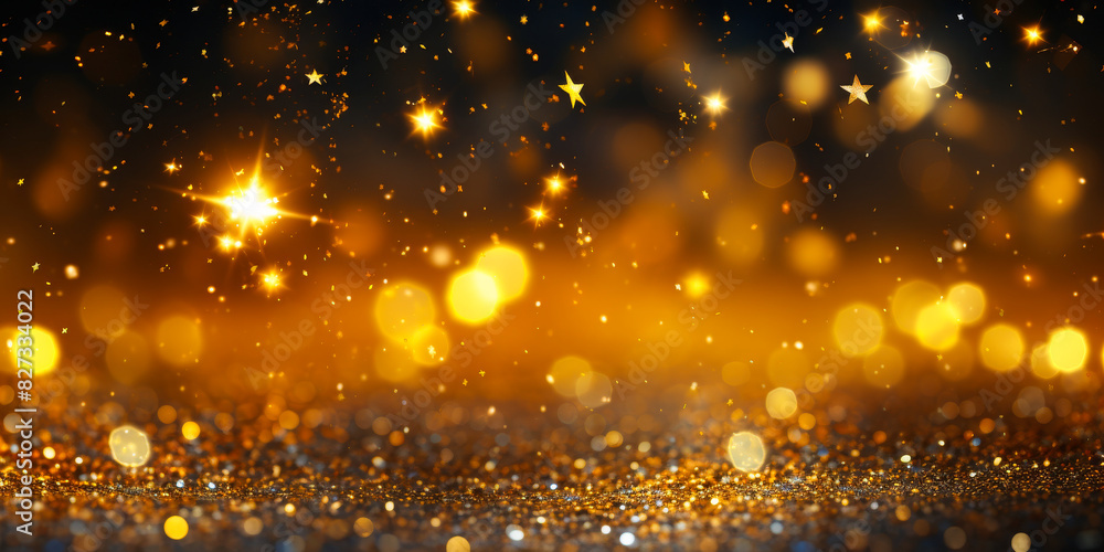 Enchanting Golden Glitter and Stars Background, Ideal for Festive Celebrations and Luxury Event Decorations, Radiating Warm Magical Ambience Enchanting Golden Glitter and Stars Background, Ideal for Festive Celebrations and Luxury Event Decorations, Radiating Warm Magical Ambience