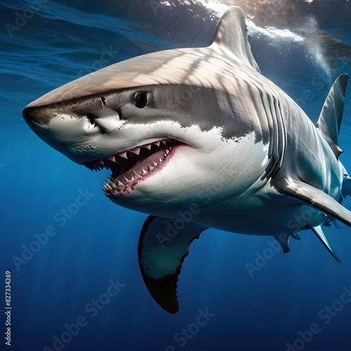 Dangerous great white shark   ai-generatet