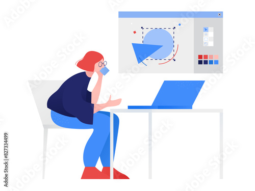 Designer discussing graphic composition on the phone