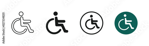 disabled access icon set, outline design, solid, black and white, simple. for the needs of signs and knowledge. vector editable vector eps 10