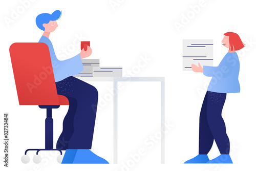 Girl handing in homework to teacher