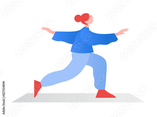 Girl doing yoga on the mat