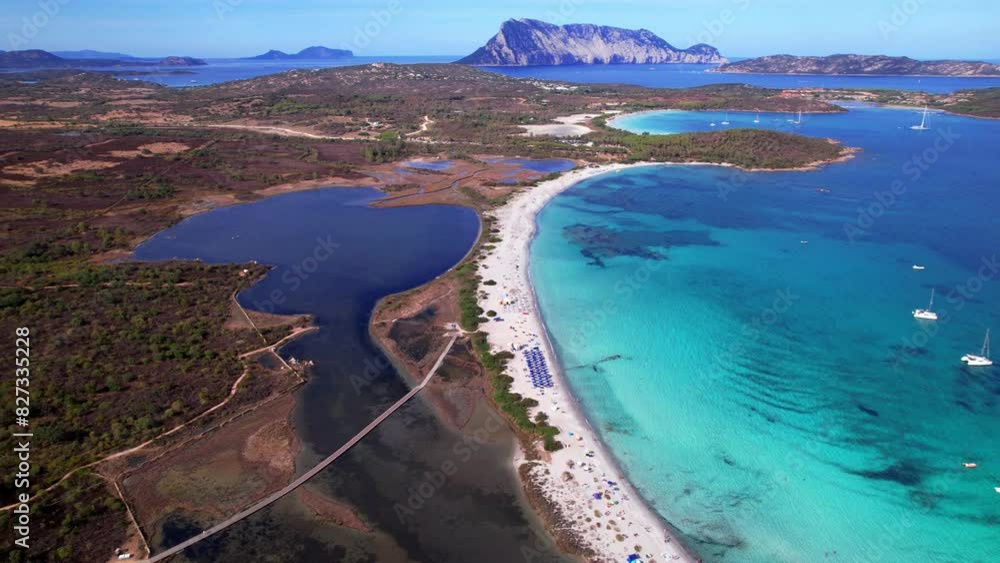 Sardegna, Italy. aerial drone video of splendid island and beach Tavolara . Sardinia island italian summer holidays Sardegna, Italy. aerial drone video of splendid island and beach Tavolara . Sardinia island italian summer holidays