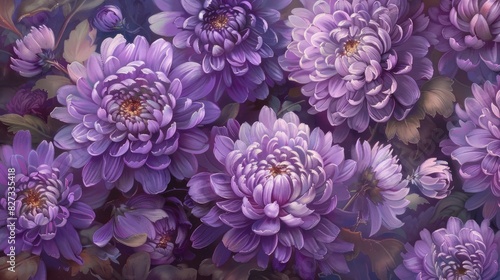 Purple chrysanthemum flowers © pngking