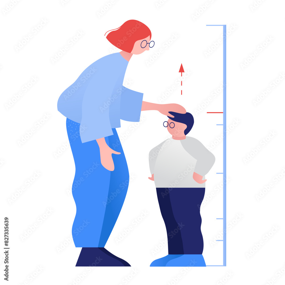 Mother measures son's height Mother measures son's height