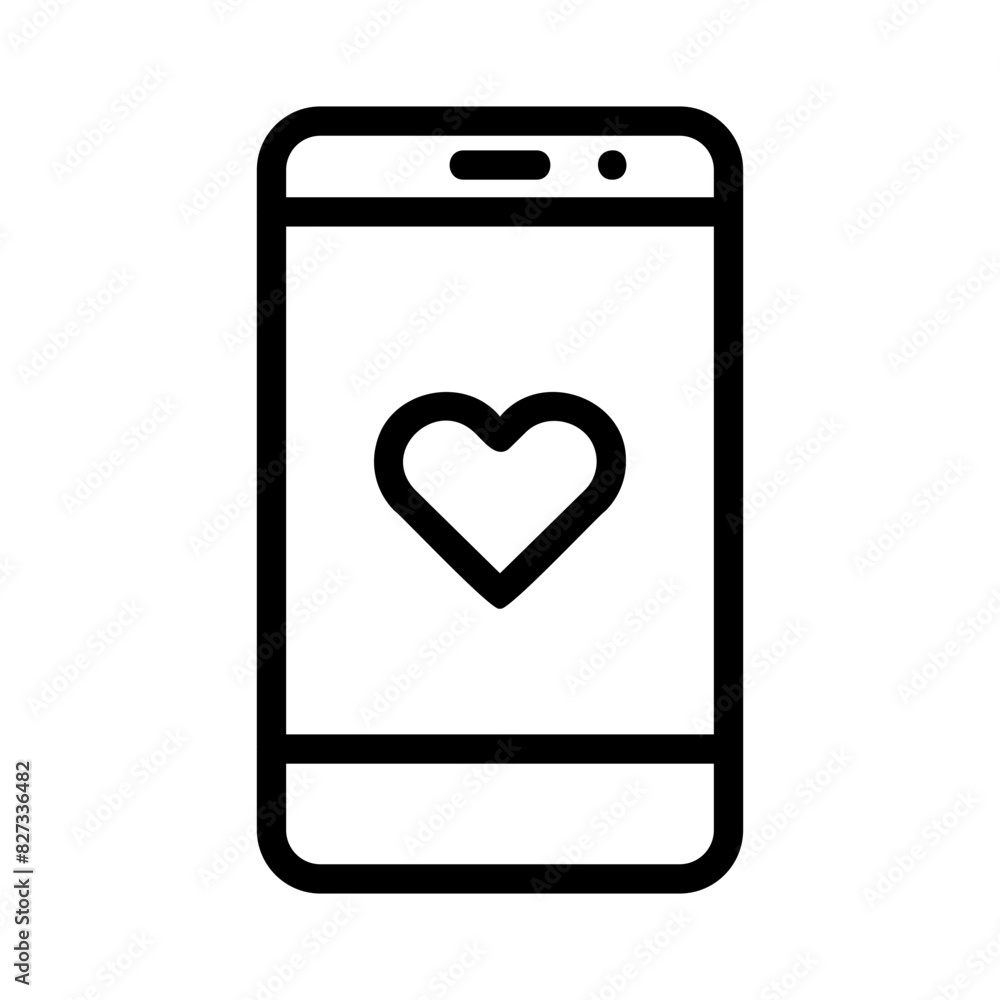 Mobile Phone with Heart Outline Icon - Suitable for Web Page, Mobile App, UI, UX Design Mobile Phone with Heart Outline Icon - Suitable for Web Page, Mobile App, UI, UX Design