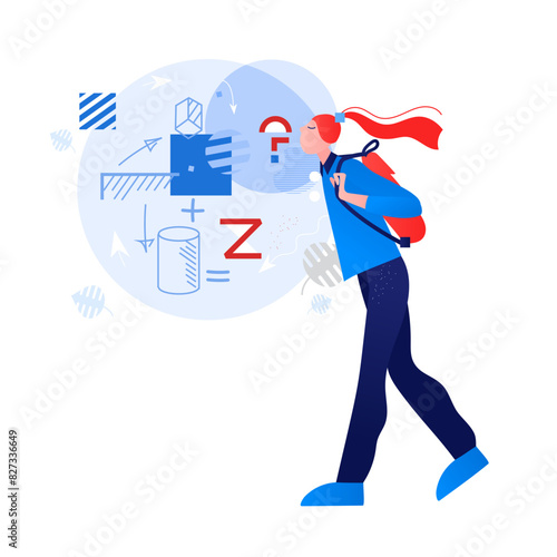 Student thinking about maths