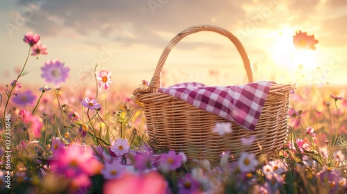 The picnic basket in meadow