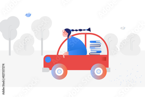 Woman delivering books