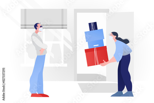 Woman delivering parcels