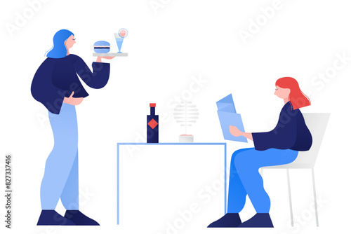 Woman having dinner in restaurant