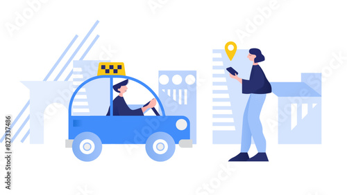 Woman ordering a taxi using her phone