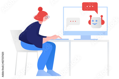 Woman using a chatbot