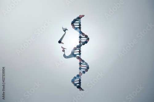 Artistic representation of a DNA strand transforming into a bird  symbolizing freedom from genetic constraints