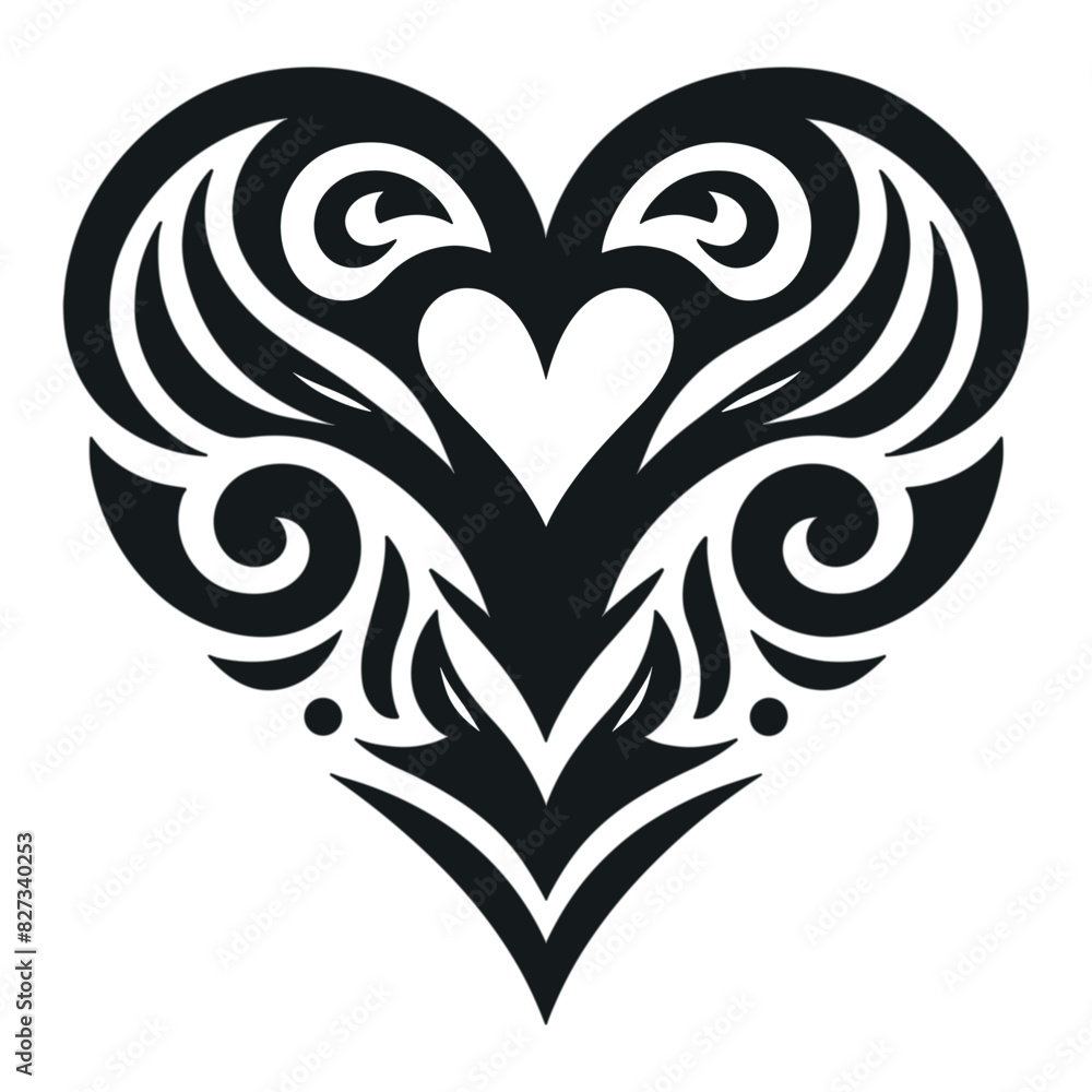 Heart love symbol tribal stencil tattoo design concept Heart love symbol tribal stencil tattoo design concept