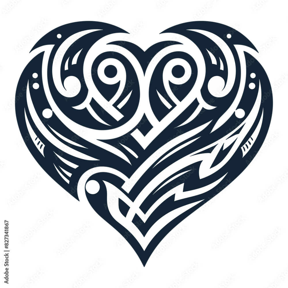 Obraz premium Heart love symbol tribal stencil tattoo design concept