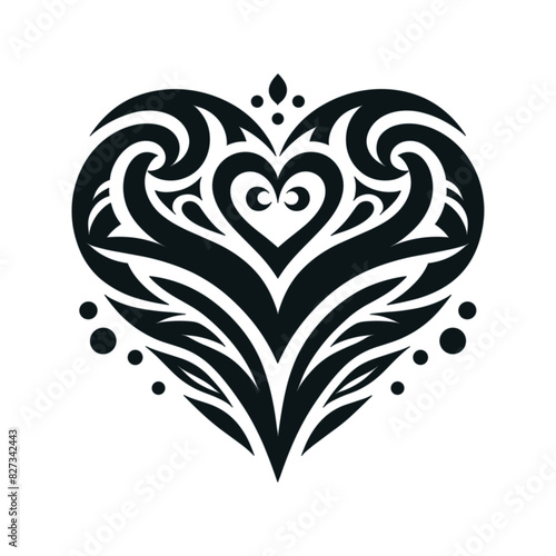 Heart love symbol tribal stencil tattoo design concept