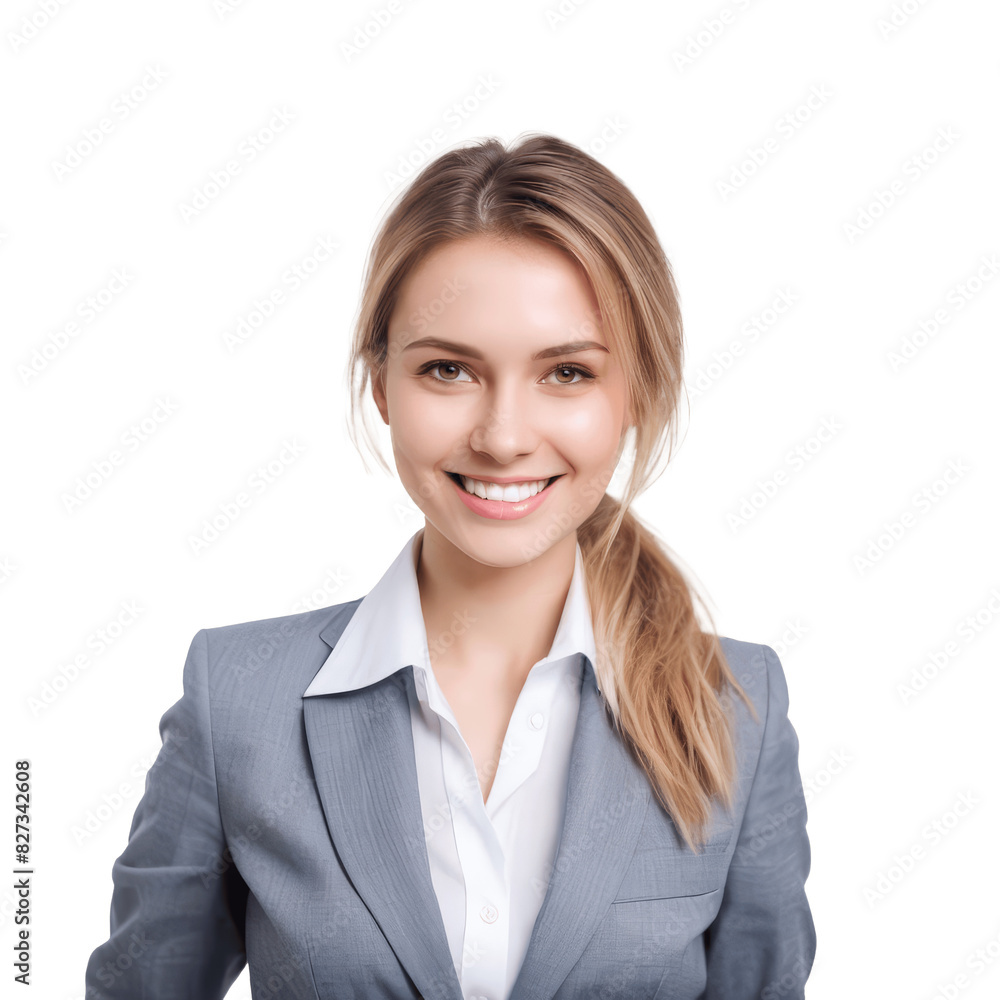 portrait of a smiling businesswoman blonde hair in grey suit isolated on transparent background portrait of a smiling businesswoman blonde hair in grey suit isolated on transparent background