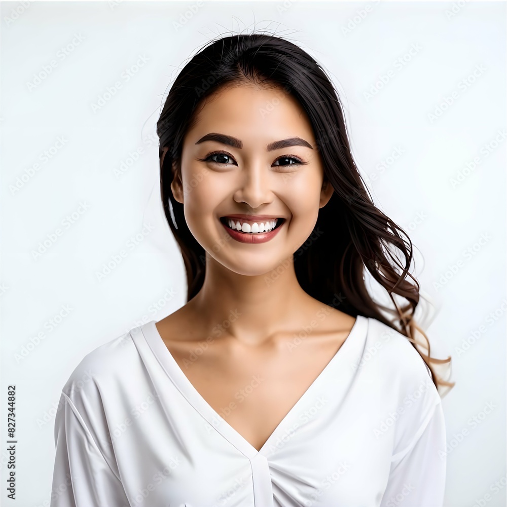 Beautiful young Asian woman with long dark hair, smiling Beautiful young Asian woman with long dark hair, smiling