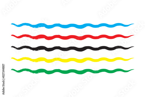abstract colorful wave background with Olympics ring colors. sport concept, multicolor striped frame, copy space for your text. Vector illustration. EPS 10