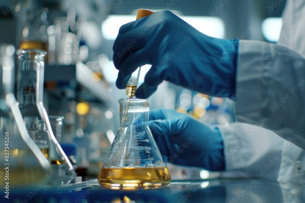 scientist's hands mixing chemicals in a laboratory scientist's hands mixing chemicals in a laboratory