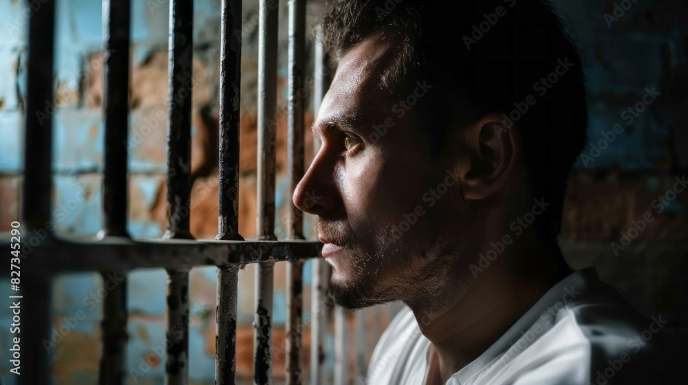 A man is standing in front of a metal bar