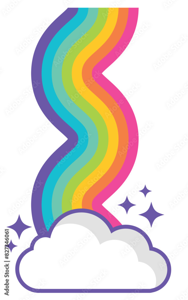 Regenbogen mit Wolken, Vektor Regenbogen mit Wolken, Vektor