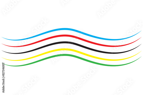 abstract colorful wave background with Olympics ring colors. sport concept  multicolor striped frame  copy space for your text. Vector illustration. EPS 10