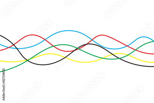 Olympic games straight lines, Olympic color ring, game line, modern, design vector illustration.