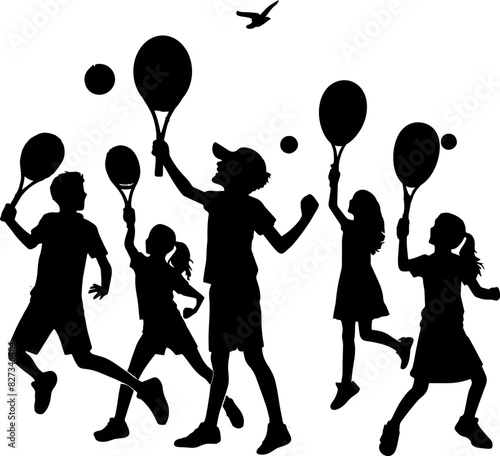silhouettes of children playing on a white background for various designs