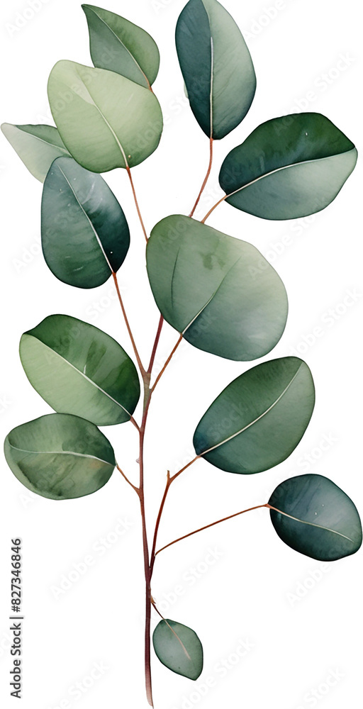 detailed water color eucalyptus branch 4 detailed water color eucalyptus branch 4