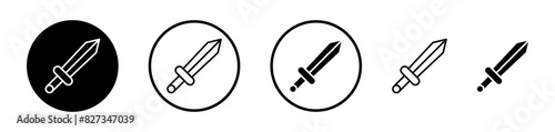 Sword icon collection. Battle warrior vintage iron sword weapon vector icon. Ancient Roman war metal sword symbol. photo