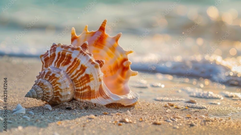 Closeup of beautiful seashell on the beach Closeup of beautiful seashell on the beach