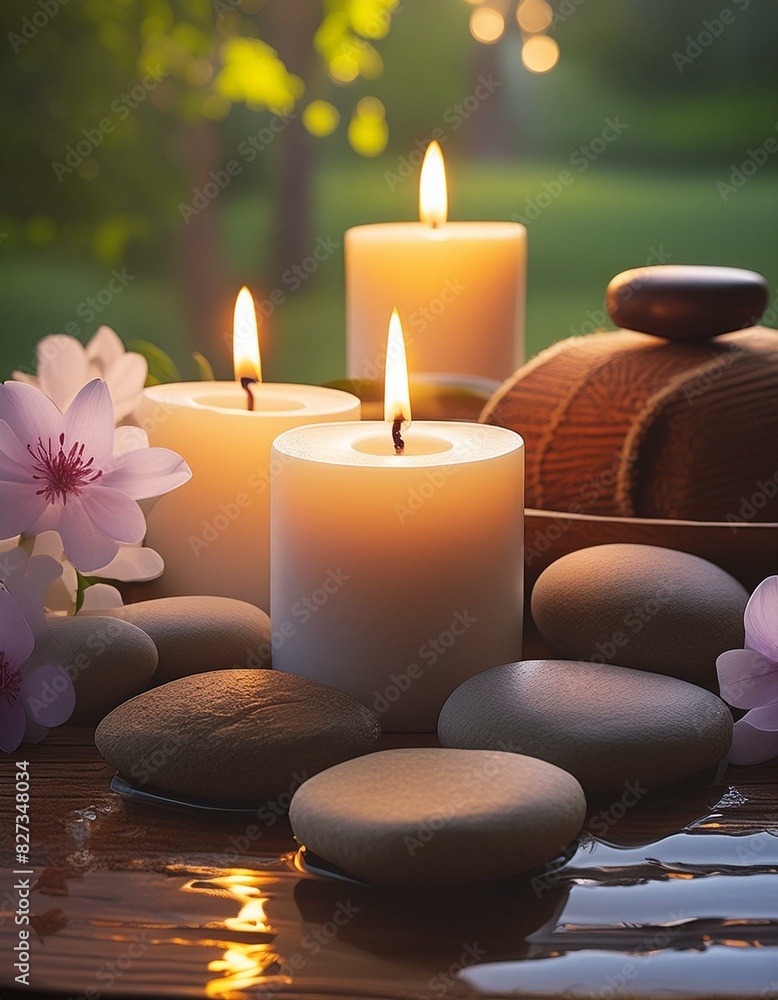 Serene Spa Atmosphere: Flowers and Candles on Rustic Wood
Serene Spa Atmosphere: Flowers and Candles on Rustic Wood
