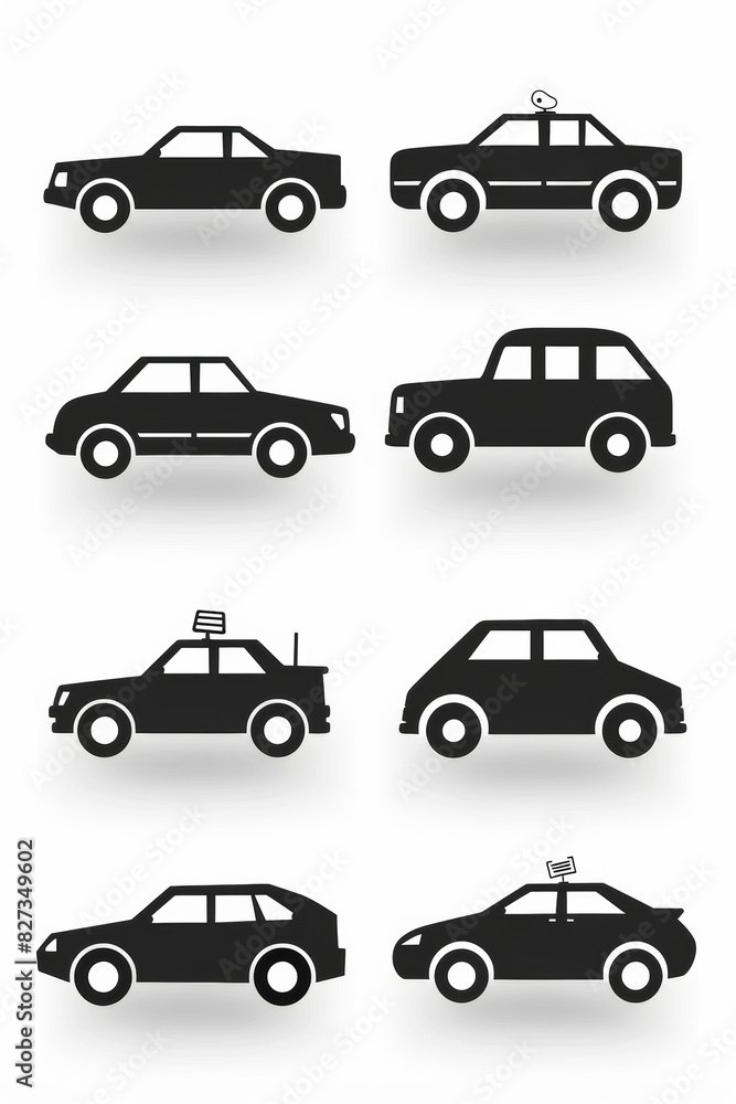 Simple icons of car, white background 