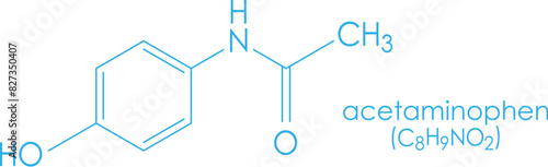 Acetaminophen (or paracetamol) molecule structure, chemical formula illustration